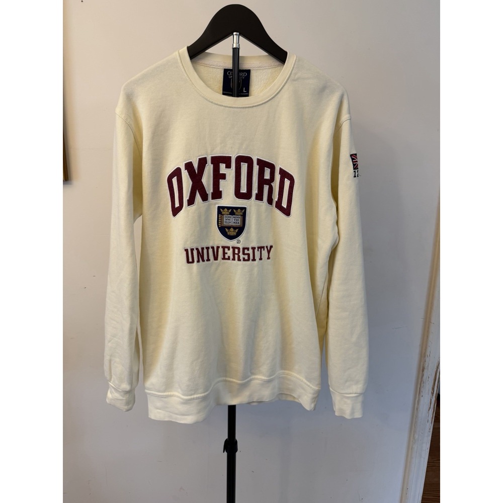 Official "Oxford University" White Maroon Crewneck Sweatshirt Crest Large